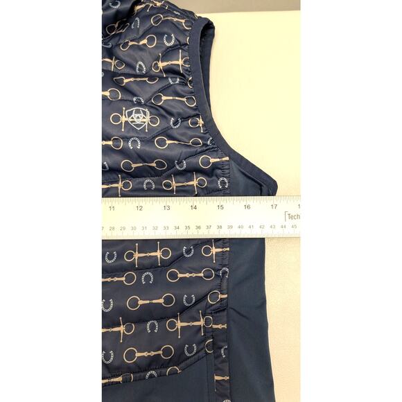 Ariat Tek Vest Ariatkek Quilted Riding Barn Vest Blue Snaffle Bit Pattern XS - Picture 6 of 12
